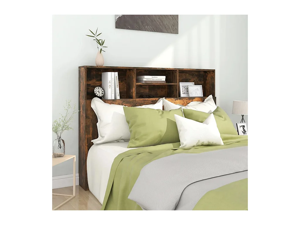 Tête de Lit avec rangement | Armoire de tête de lit Chêne fumé 140x19x103,5 cm