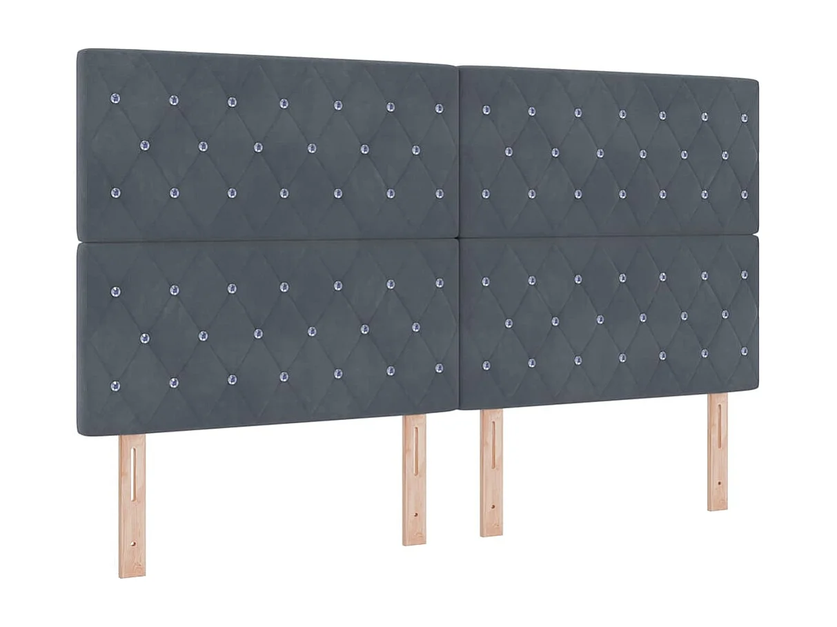Tête de Lit | Panneau de tête pour lit Moderne LED Argyle Manuel Gris foncé 90 cm Velours