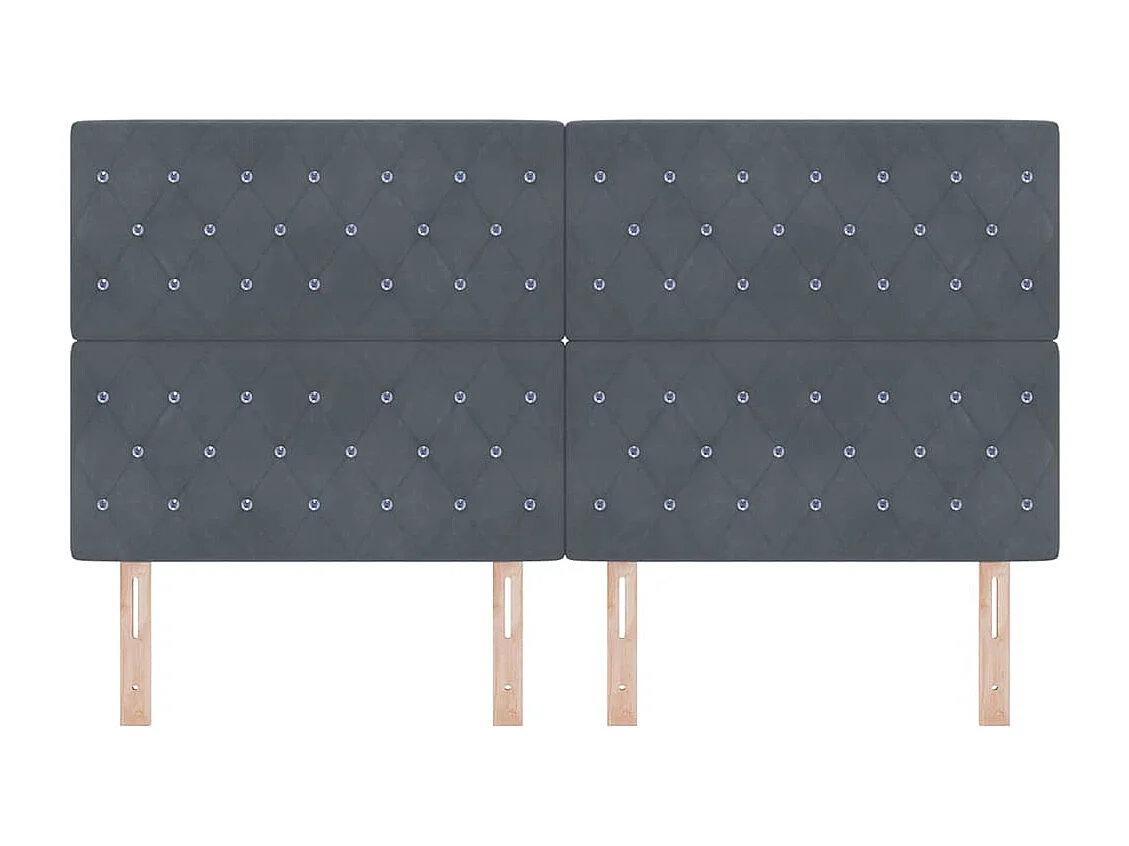 Tête de Lit | Panneau de tête pour lit Moderne LED Argyle Manuel Gris foncé 90 cm Velours