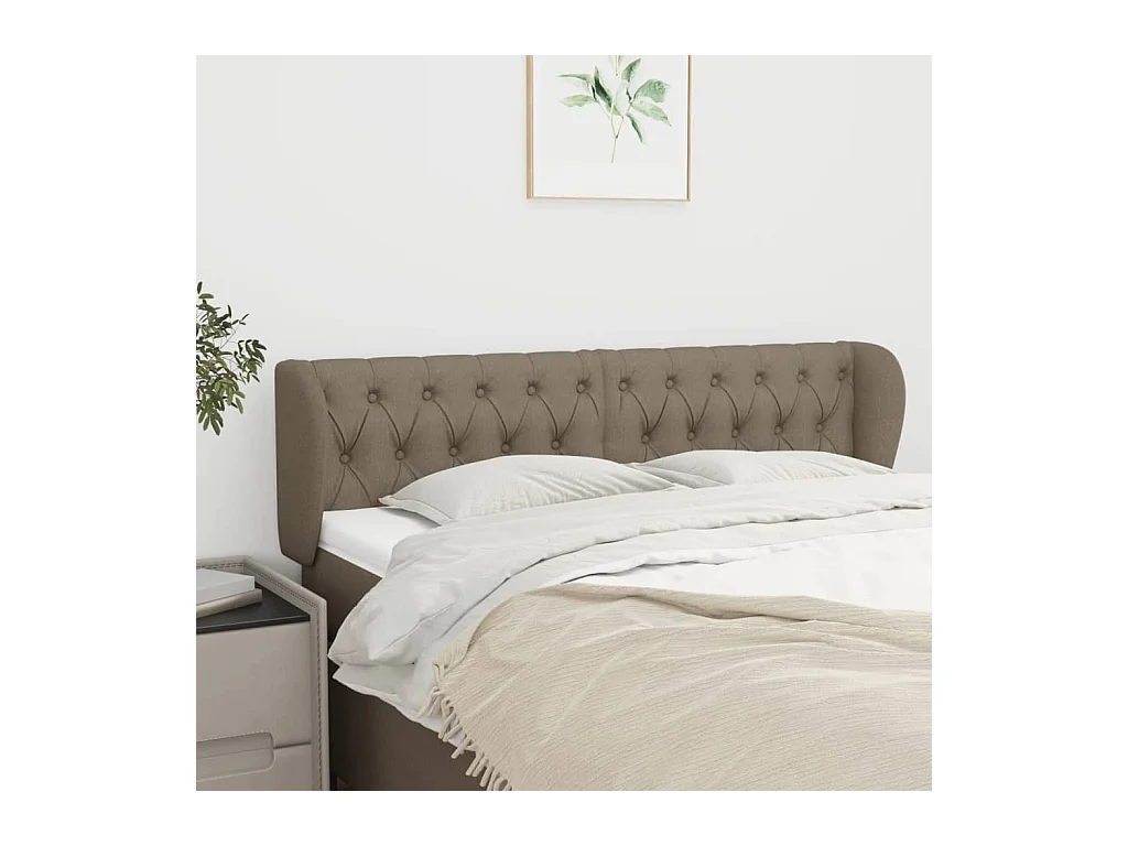 Mueble cabecero | Cabezal de cama | Cabecero de tela gris taupe 163x23x78/88 cm