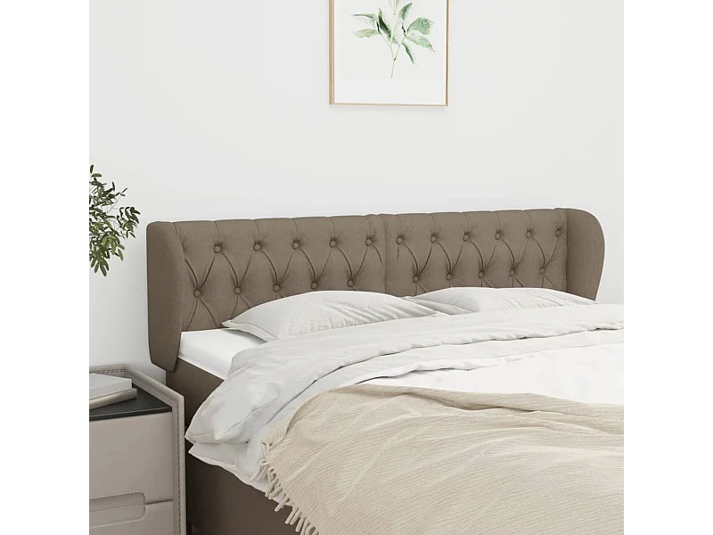 Tête de Lit | Panneau de tête pour lit Moderne avec oreilles Taupe 163x23x78/88 cm Tissu