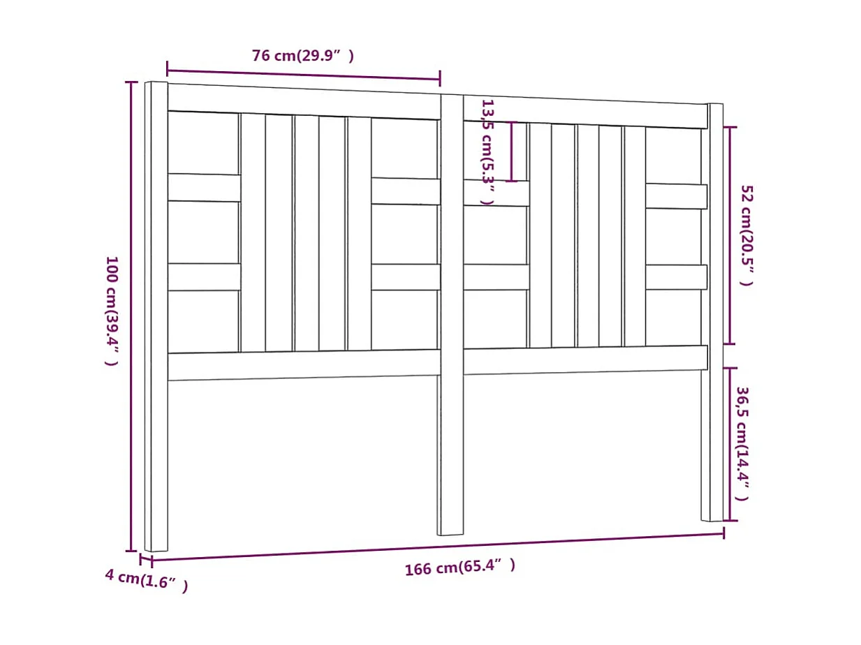 Tête de Lit | Panneau de tête pour lit Moderne Marron miel 166x4x100 cm Bois massif de pin
