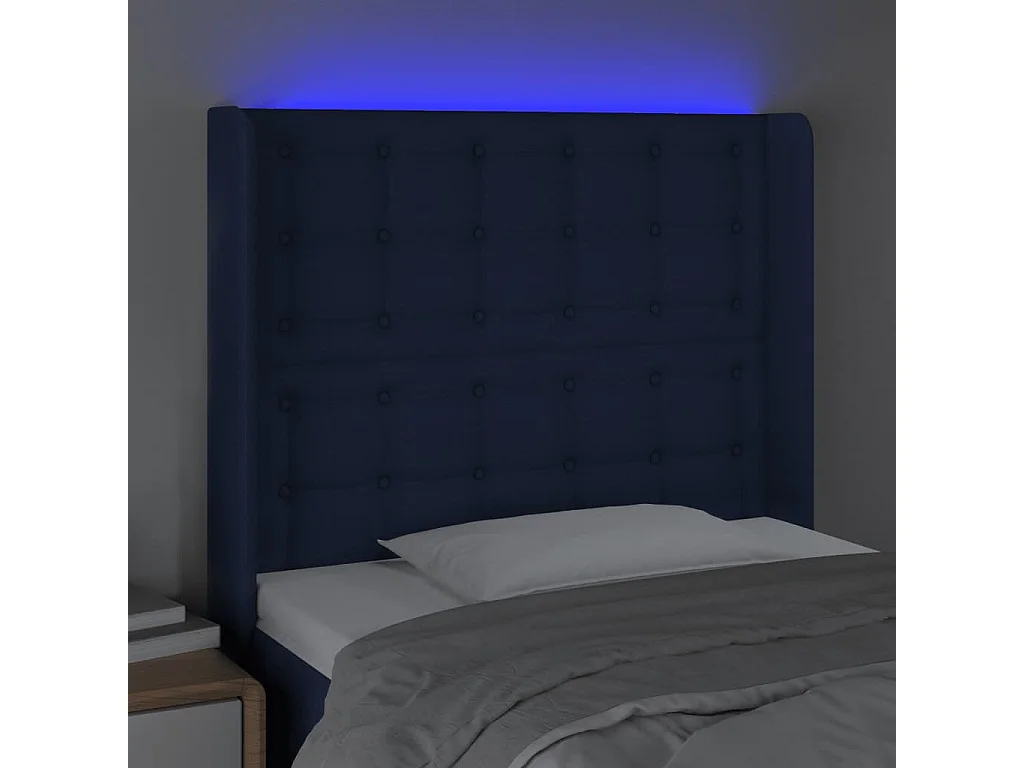 Hoofdbord | Hoofdeinde LED 83x16x118/128 cm stof blauw