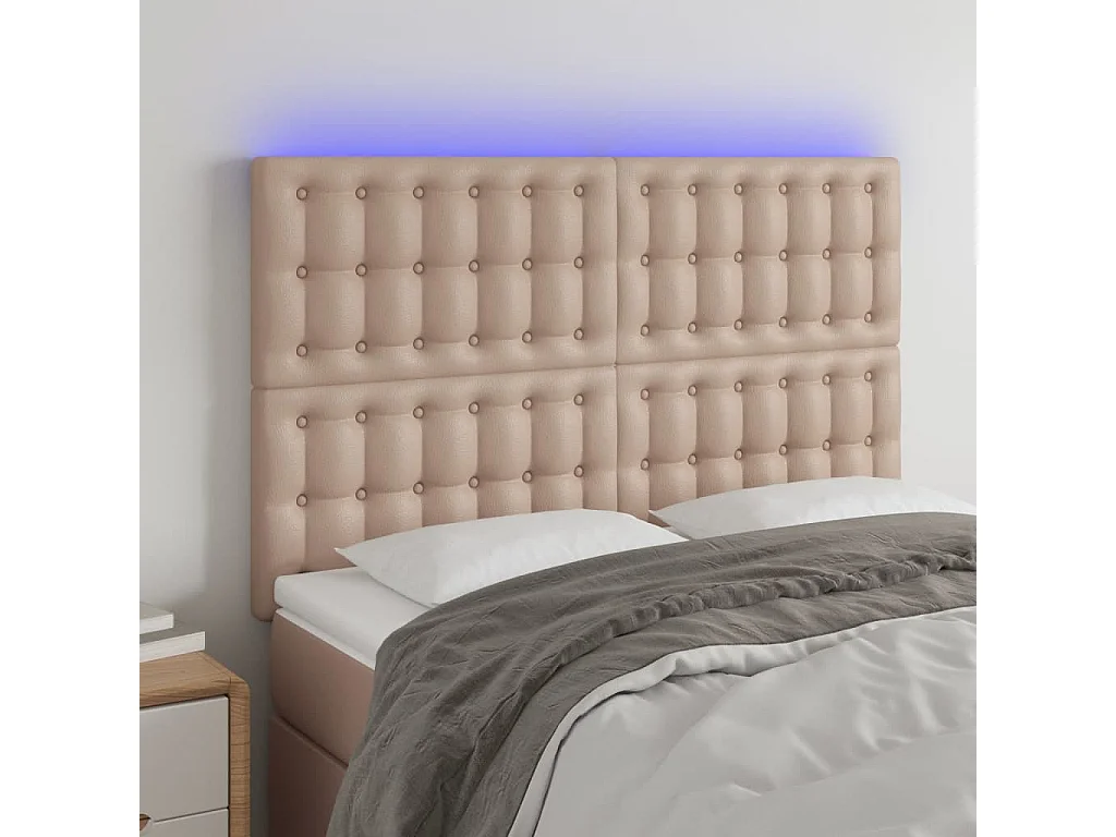 Hoofdbord | Hoofdeinde LED 144x5x118/128 cm kunstleer cappuccinokleurig