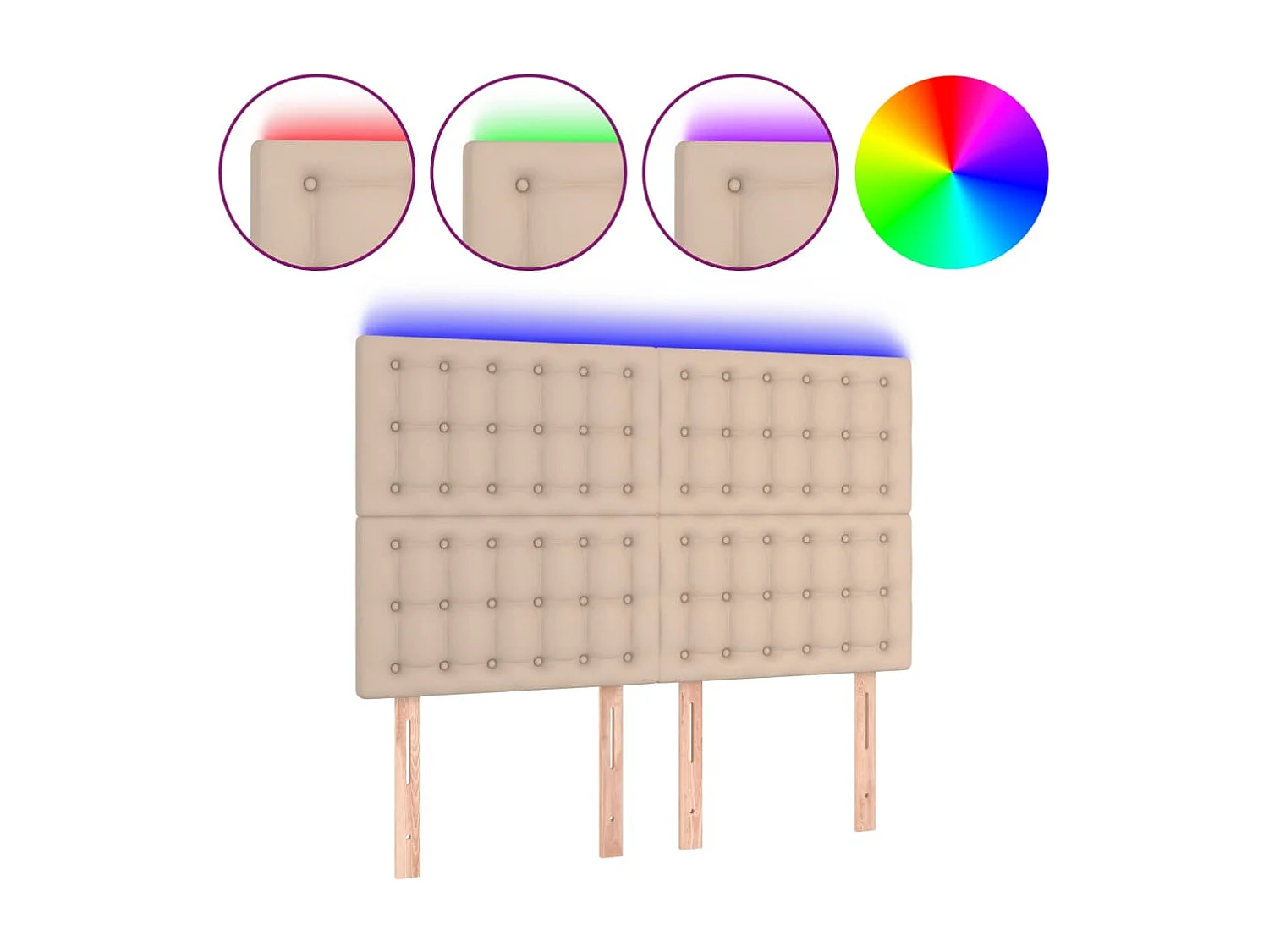 Hoofdbord | Hoofdeinde LED 144x5x118/128 cm kunstleer cappuccinokleurig