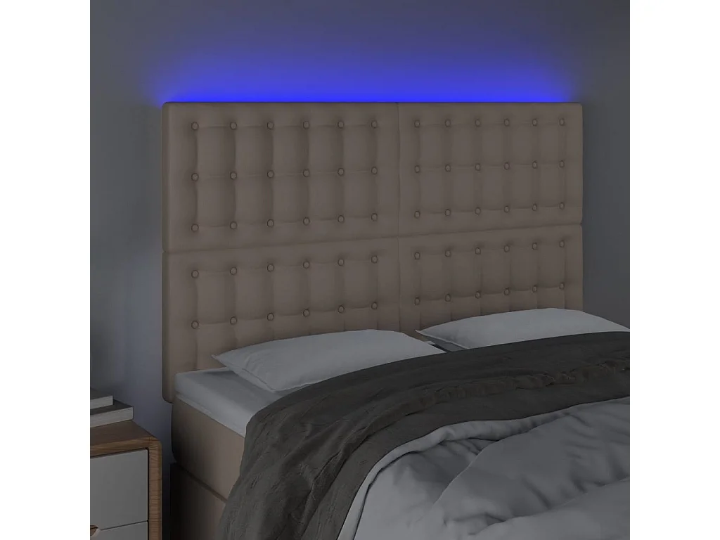 Hoofdbord | Hoofdeinde LED 144x5x118/128 cm kunstleer cappuccinokleurig