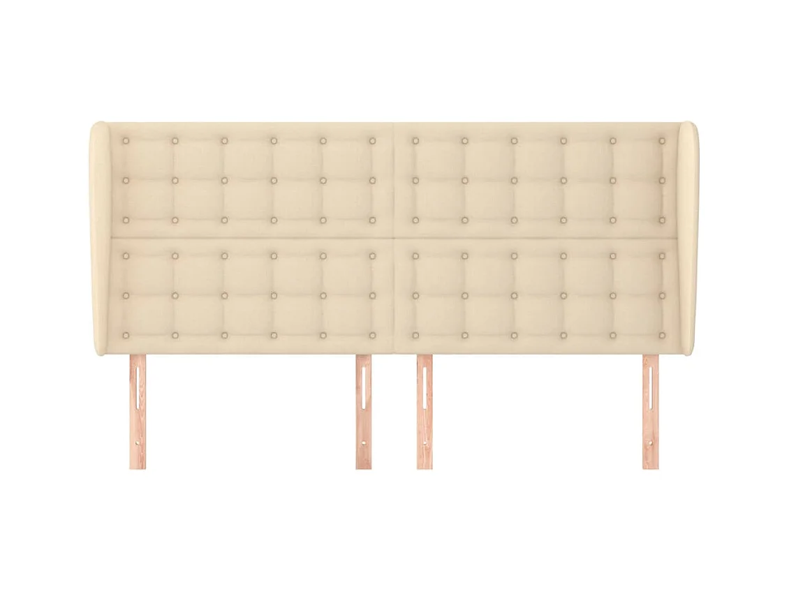 Cabecero | Cabezal de Cama | Mueble cabecero con orejas de tela color crema 203x23x118/128 cm