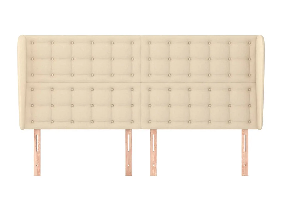 Tête de Lit | Panneau de tête pour lit Moderne avec oreilles Crème 203x23x118/128 cm Tissu