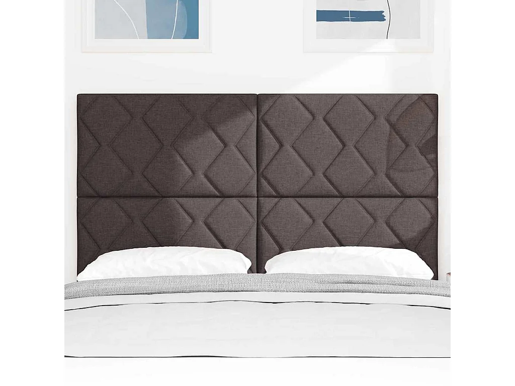 Tête de Lit | Panneau de tête pour lit Moderne avec des lumières à LED Marron 160 cm tissu