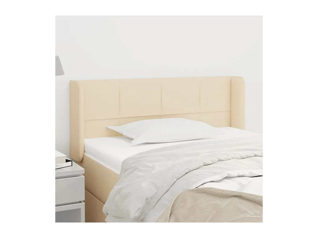 Mueble cabecero | Cabezal de cama | Cabecero de tela color crema 83x16x78/88 cm