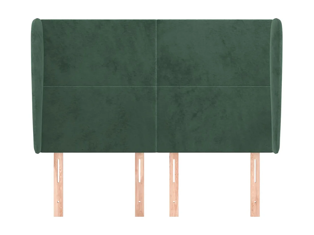 Tête de Lit | Panneau de tête pour lit Moderne avec oreilles Vert foncé 147x23x118/128 cm Velours