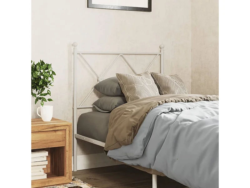 Tête de Lit | Panneau de tête pour lit Moderne métal blanc 75 cm
