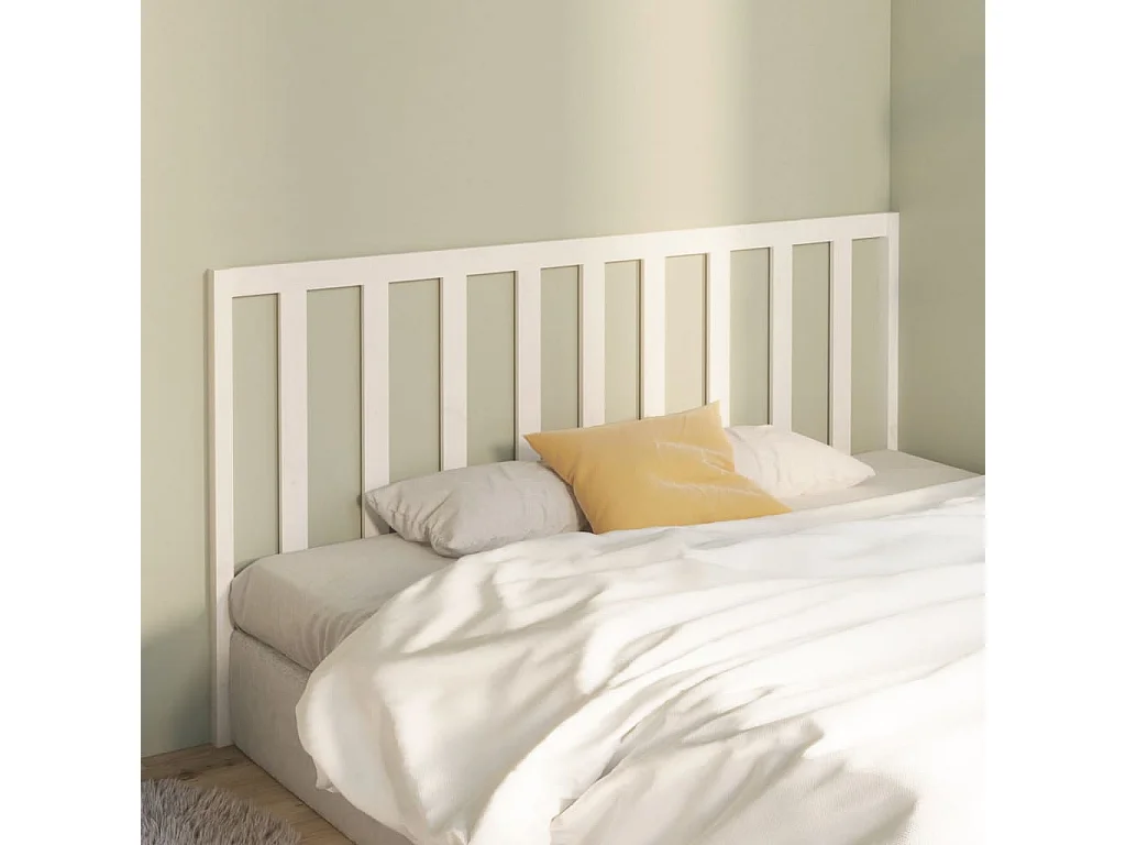 Cabecero de Cama | Cabezal de cama | Mueble de cabecero madera maciza de pino blanco 206x4x100 cm