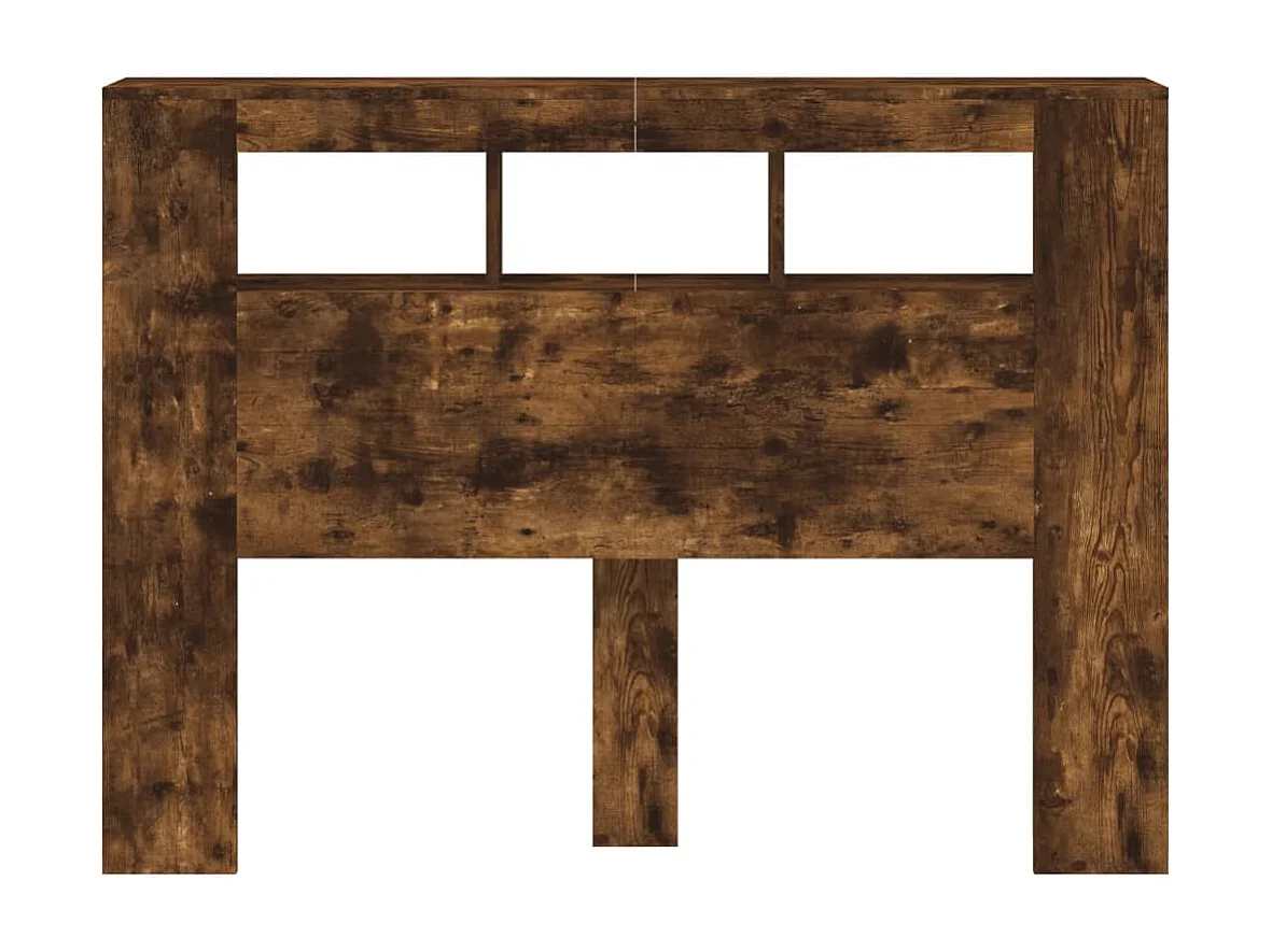 Tête de Lit | Panneau de tête pour lit Moderne à LED chêne fumé 140x18,5x103,5cm bois d'ingénierie