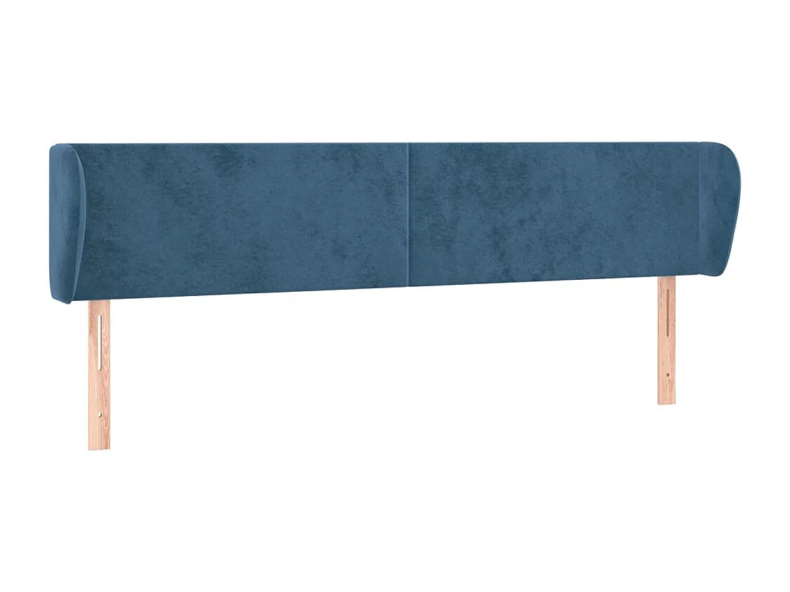 Tête de Lit | Panneau de tête pour lit Moderne avec oreilles Bleu foncé 203x23x78/88 cm Velours
