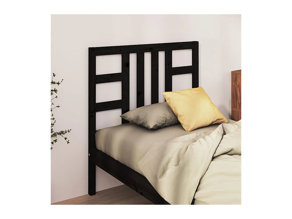 Cabecero de Cama | Cabezal de cama | Mueble de cabecero madera maciza de pino negro 81x4x100 cm