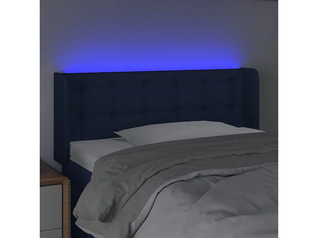 Tête de Lit | Panneau de tête pour lit Moderne à LED Bleu 103x16x78/88 cm Tissu