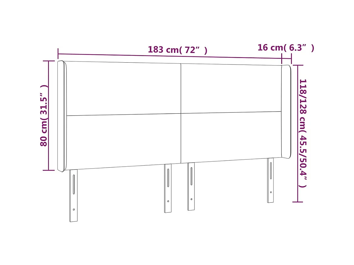 Mueble cabecero | Cabezal de cama | Cabecero con LED de tela marrón oscuro 183x16x118/128 cm
