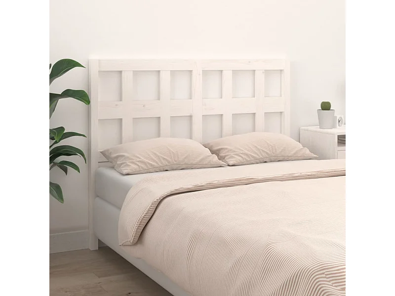 Cabecero de Cama | Cabezal de cama | Mueble de cabecero madera maciza de pino blanco 125,5x4x100 cm