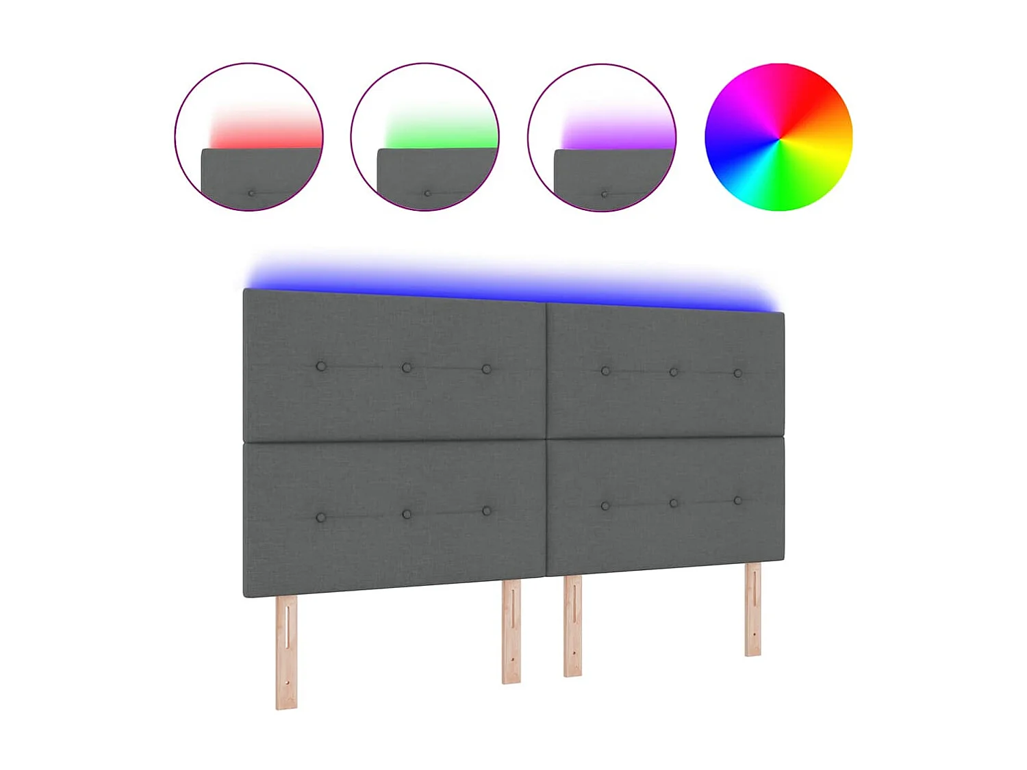 Mueble cabecero | Cabecero | Cabezal de cama LED con luces de tiras LED Gris oscuro 180 cm tela