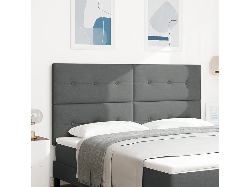 Mueble cabecero | Cabecero | Cabezal de cama LED con luces de tiras LED Gris oscuro 180 cm tela