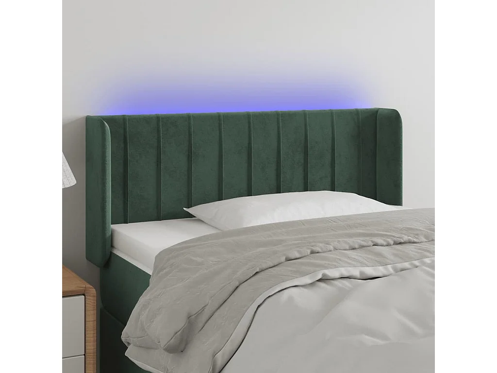 Hoofdbord | Hoofdeinde LED 103x16x78/88 cm fluweel donkergroen