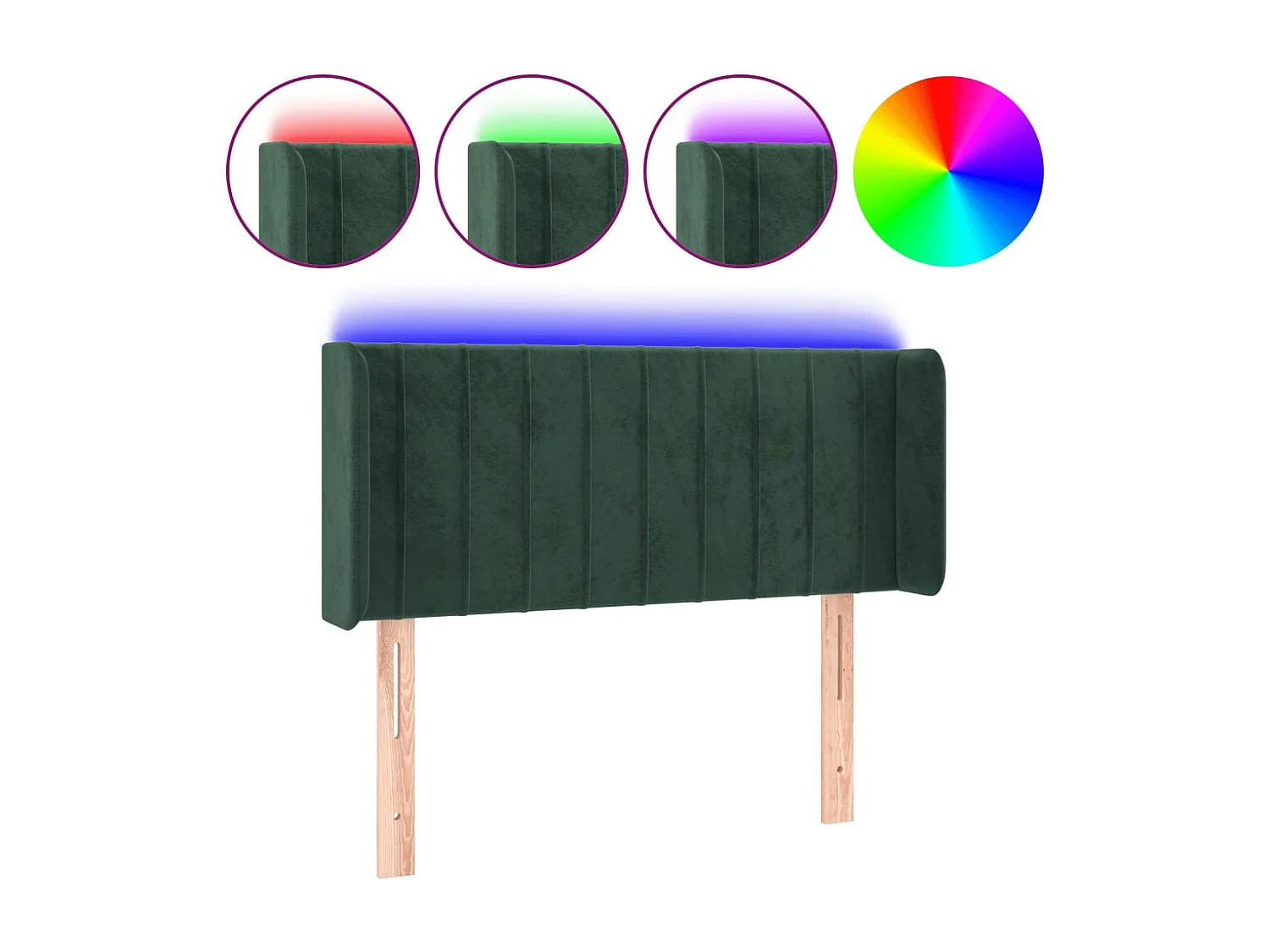 Hoofdbord | Hoofdeinde LED 103x16x78/88 cm fluweel donkergroen