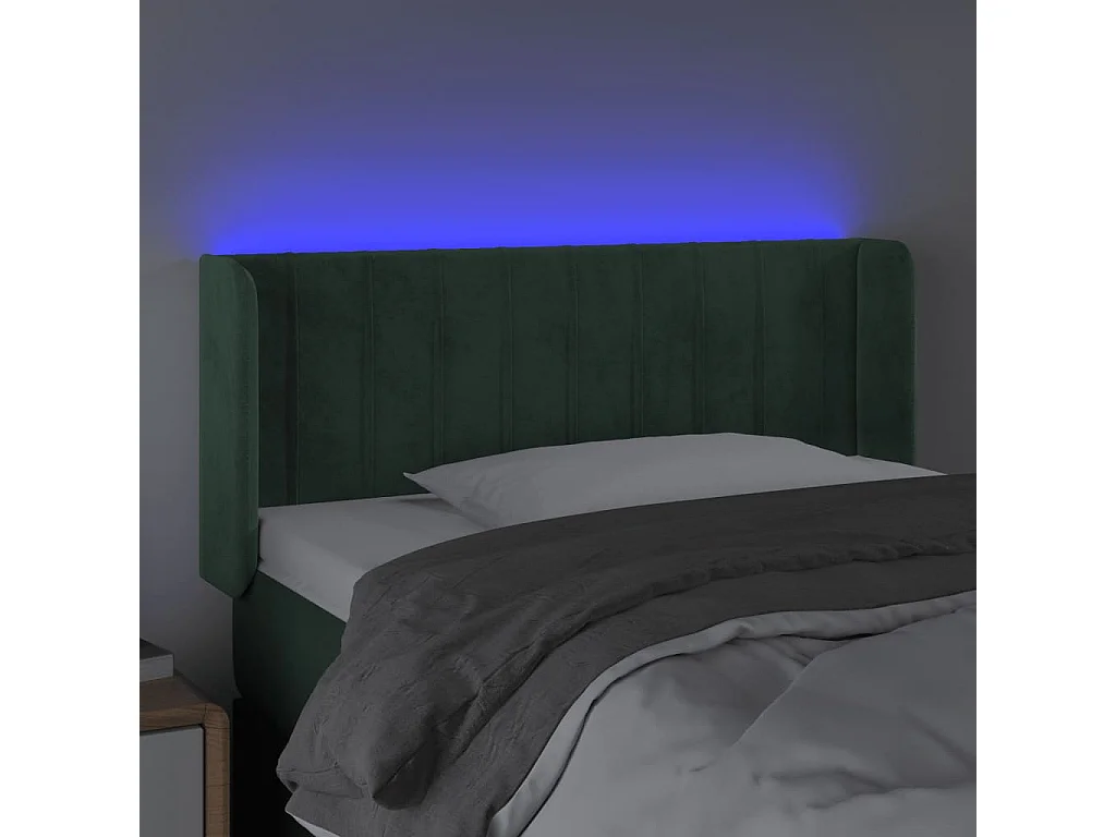 Hoofdbord | Hoofdeinde LED 103x16x78/88 cm fluweel donkergroen
