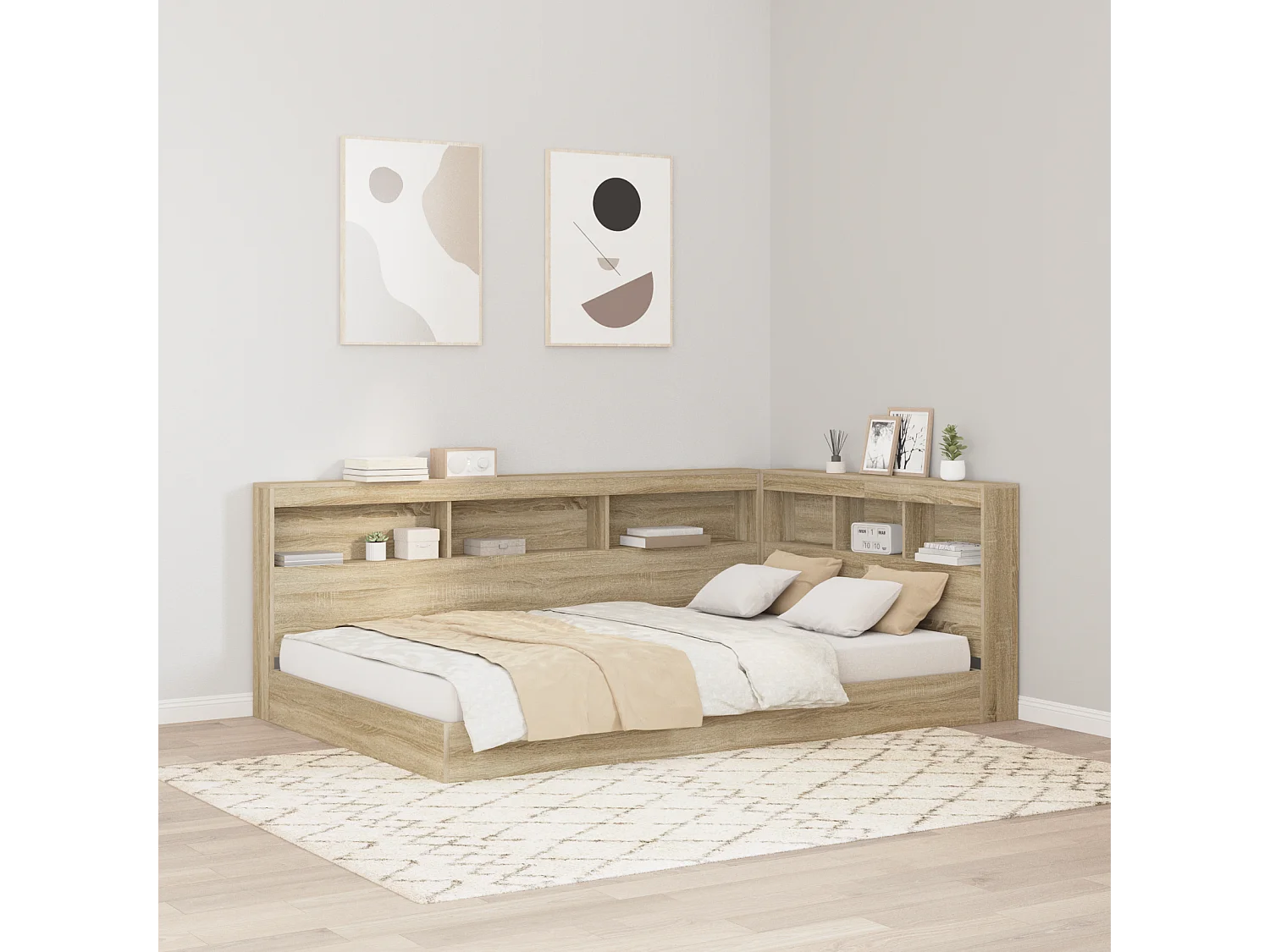 Tête de Lit de rangement | Panneau de tête pour lit Chêne sonoma 120 cm Bois d'ingénierie