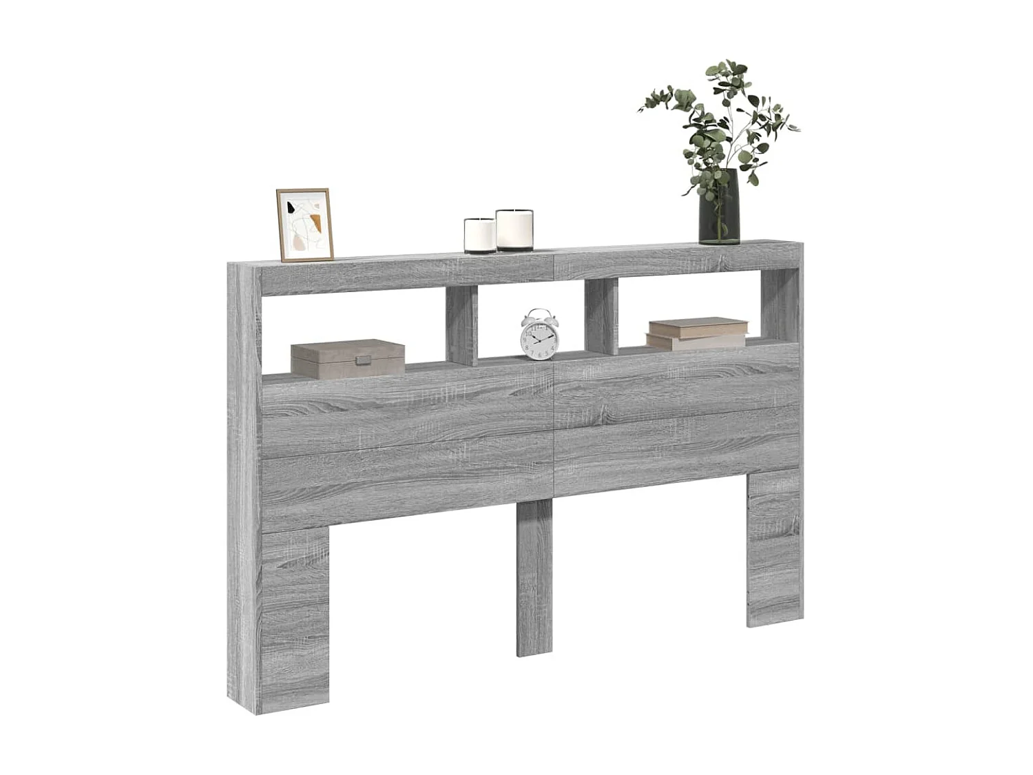 Tête de Lit avec rangement | Armoire de tête de lit avec LED sonoma gris 160x17x102 cm