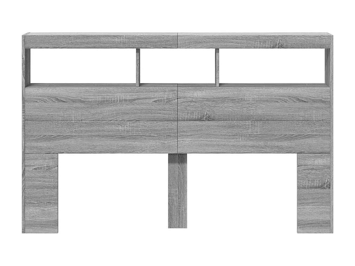 Tête de Lit avec rangement | Armoire de tête de lit avec LED sonoma gris 160x17x102 cm