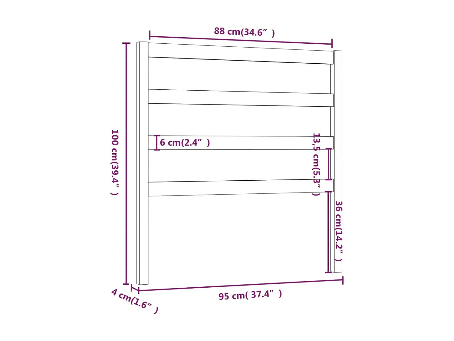 Tête de Lit | Panneau de tête pour lit Moderne 95x4x100 cm Bois massif de pin