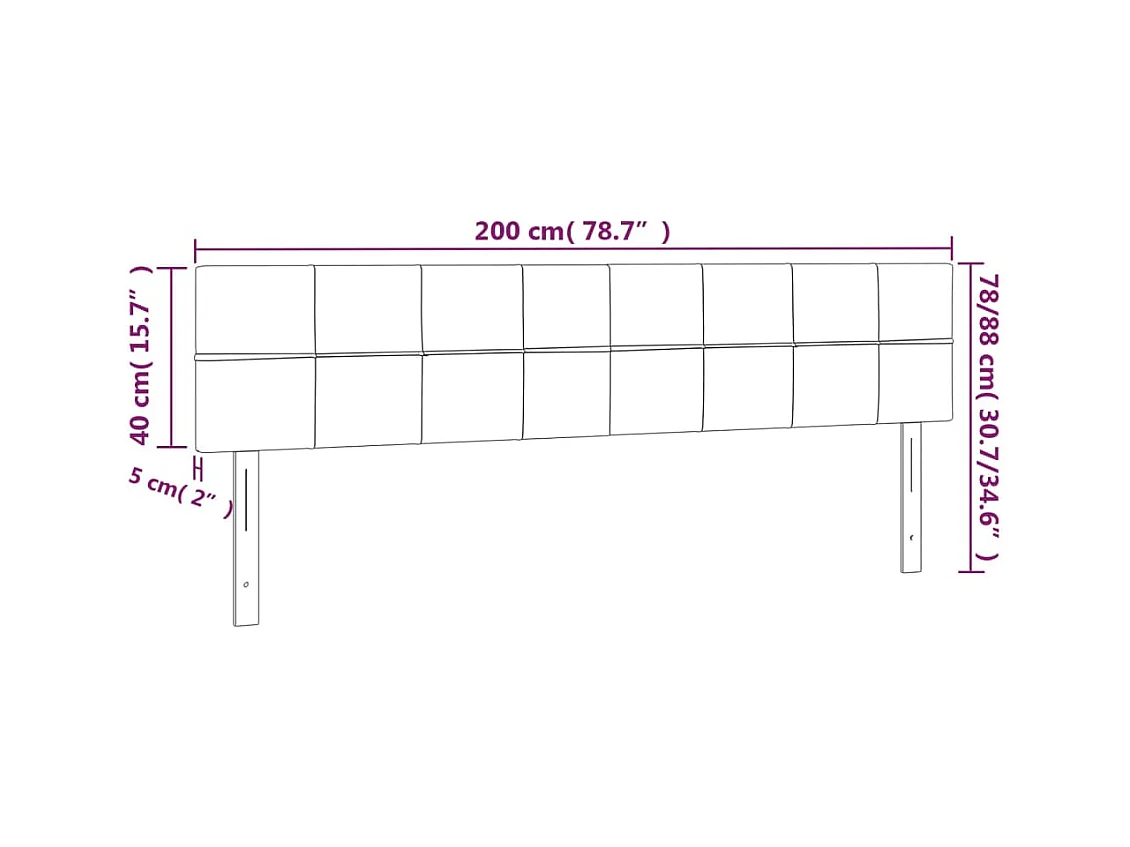 Tête de Lit | Panneau de tête pour lit Moderne à LED Vert foncé 200x5x78/88 cm Velours