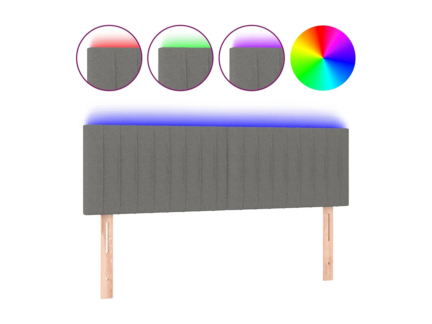 Hoofdbord | Hoofdeinde LED 144x5x78/88 cm stof donkergrijs