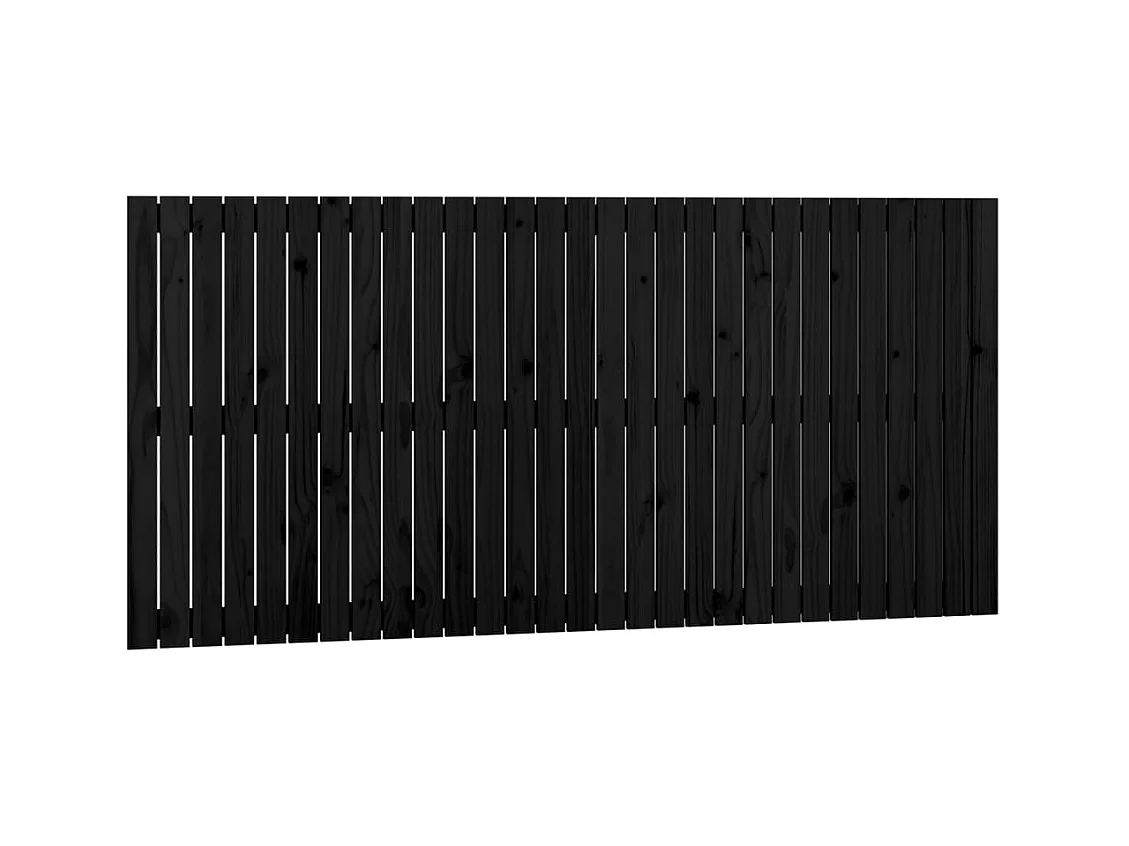 Tête de lit murale | Panneau de tête pour lit Moderne  Noir 185x3x90 cm Bois massif de pin