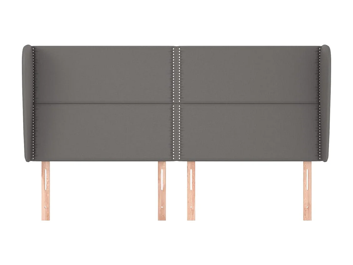 Cabecero | Cabezal de Cama | Mueble cabecero con orejas cuero sintético gris 203x23x118/128 cm