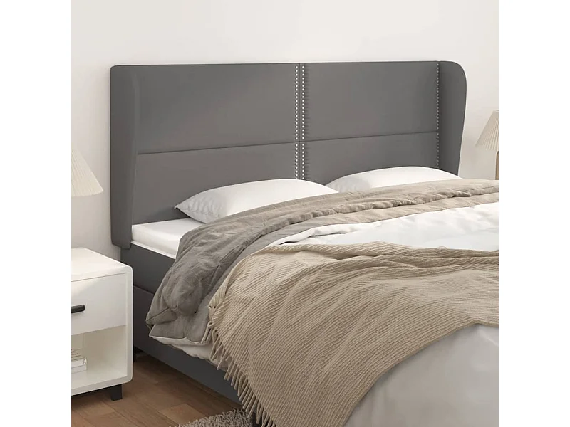 Tête de Lit | Panneau de tête pour lit Moderne avec oreilles Gris 203x23x118/128 cm Similicuir