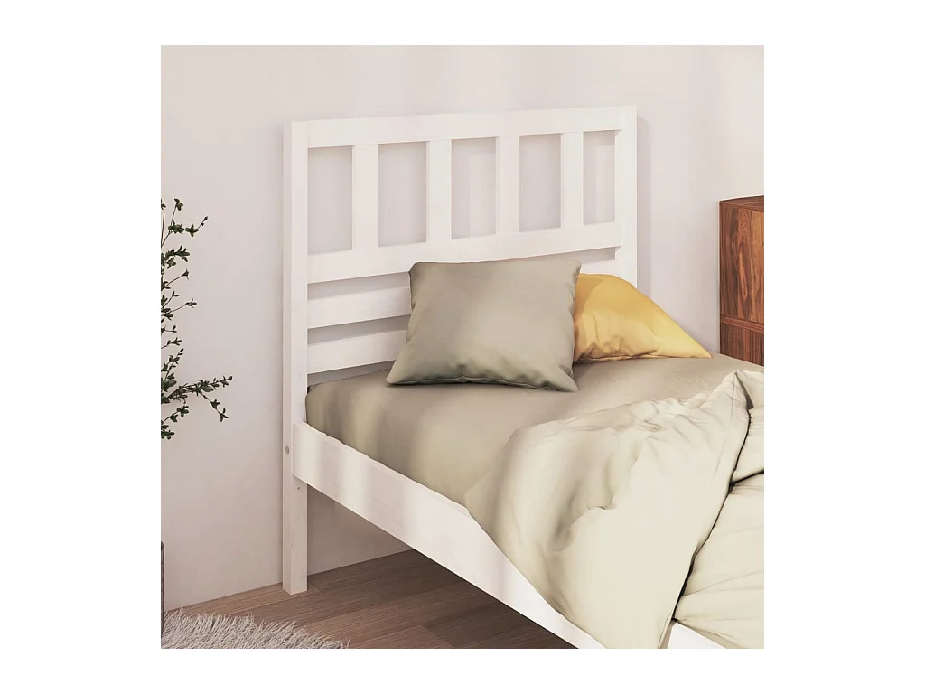 Cabecero de Cama | Cabezal de cama | Mueble de cabecero madera maciza de pino blanco 81x4x100 cm