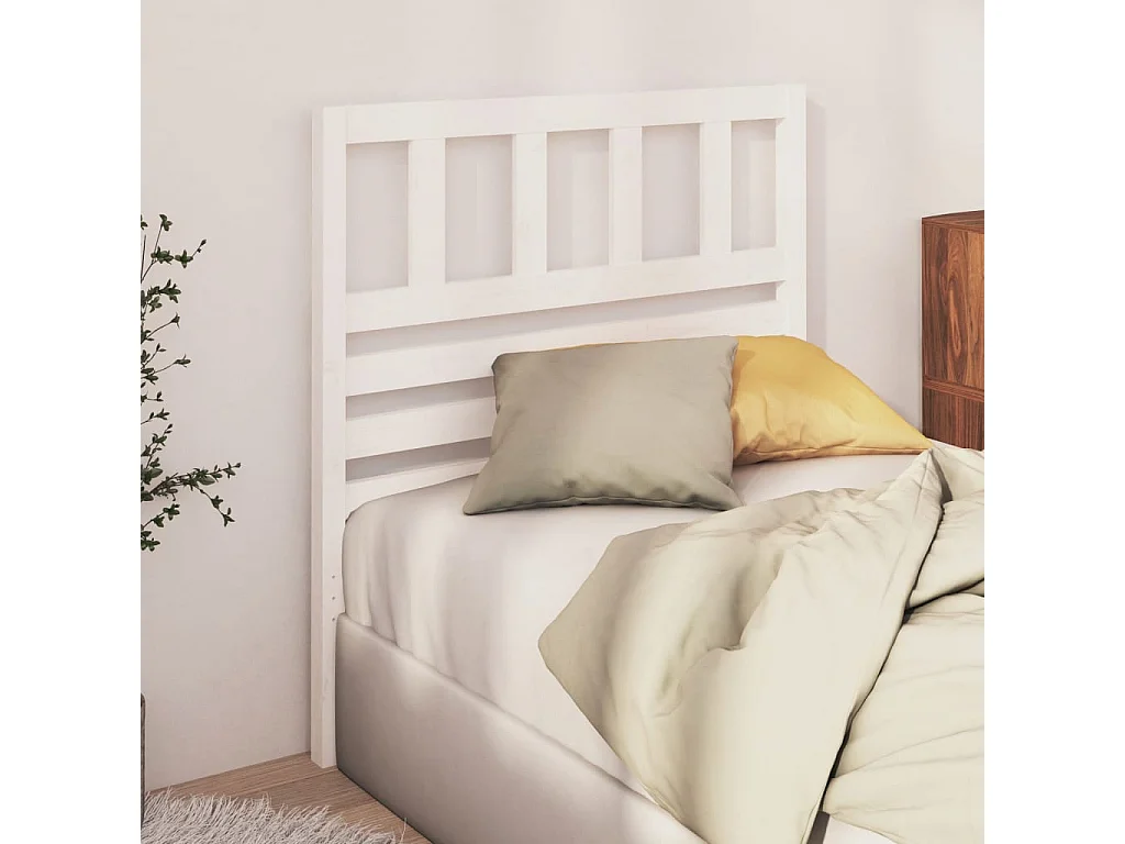 Tête de Lit | Panneau de tête pour lit Moderne Blanc 81x4x100 cm Bois massif de pin