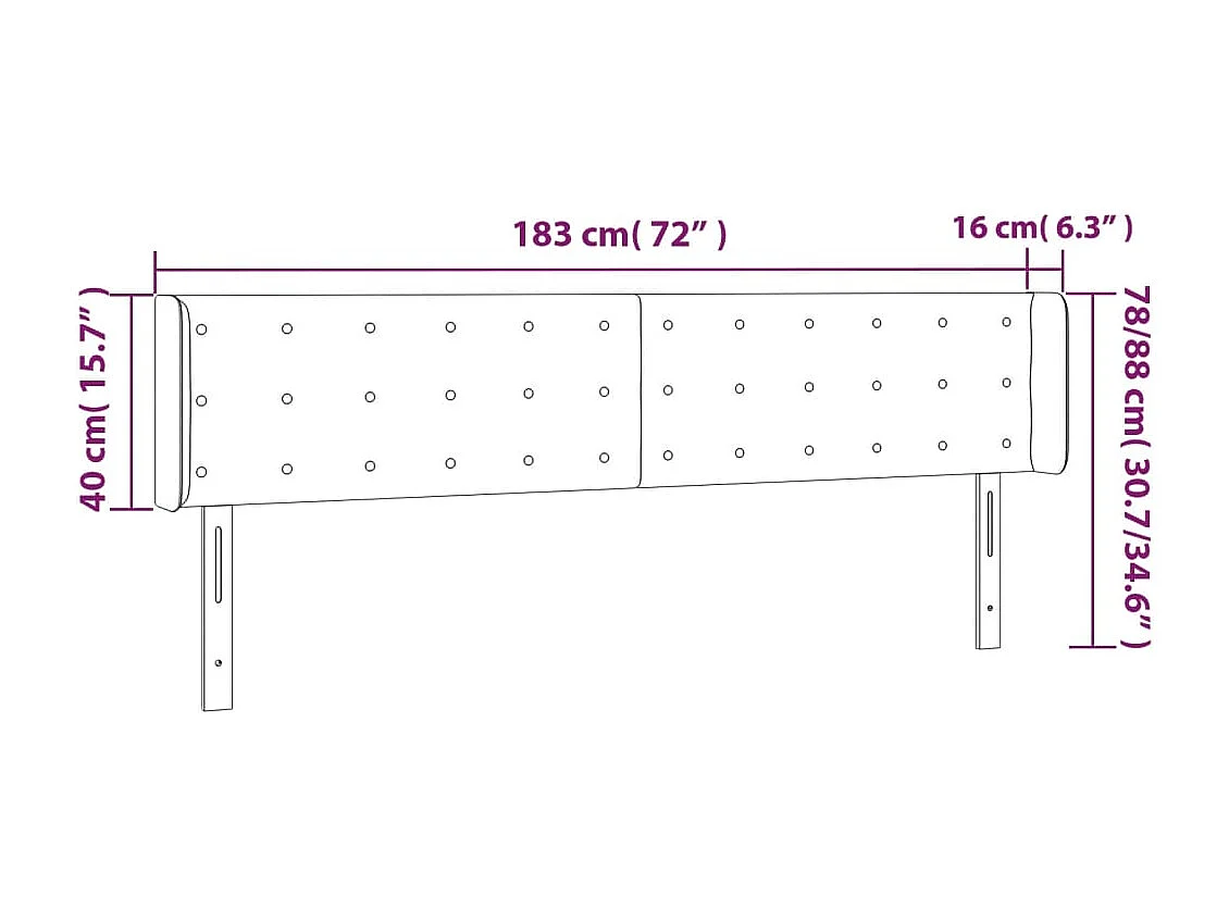 Mueble cabecero | Cabezal de cama | Cabecero de terciopelo negro 183x16x78/88 cm