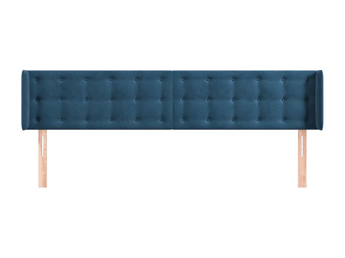 Mueble cabecero | Cabezal de cama | Cabecero de terciopelo azul oscuro 203x16x78/88 cm