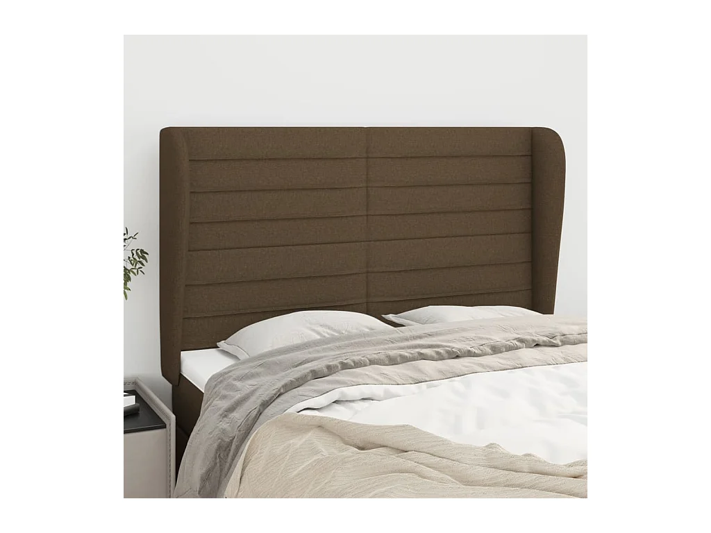 Cabecero | Cabezal de Cama | Mueble cabecero con orejas de tela gris claro 147x23x118/128 cm