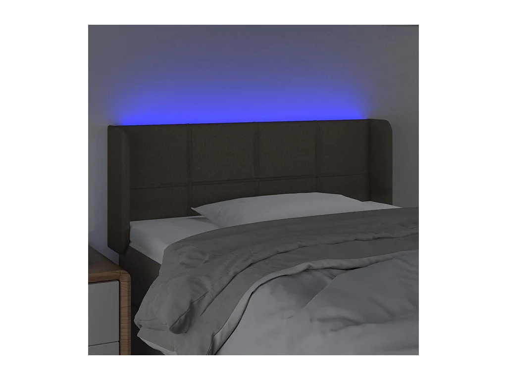 Mueble cabecero | Cabezal de cama | Cabecero con LED de tela gris taupe 93x16x78/88 cm