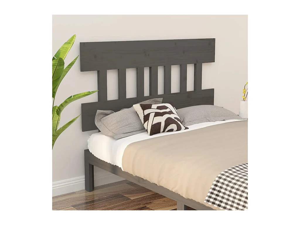 Tête de Lit | Panneau de tête pour lit Moderne Gris 203,5x3x81 cm Bois massif de pin
