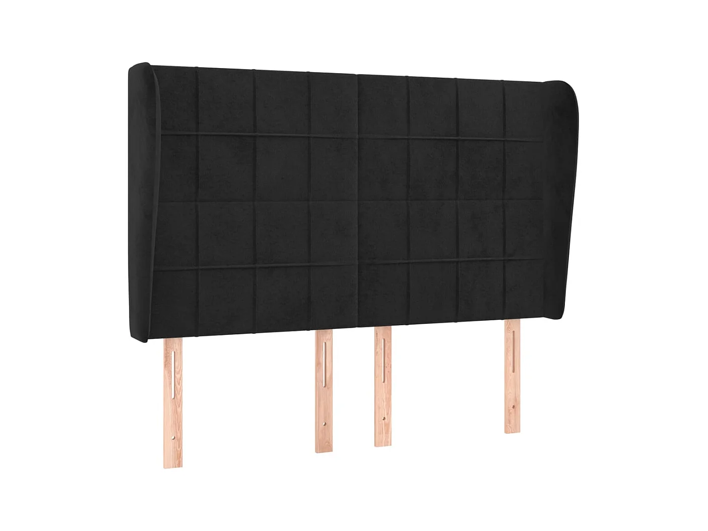 Cabecero | Cabezal de Cama | Mueble cabecero con orejas de terciopelo negro 147x23x118/128 cm