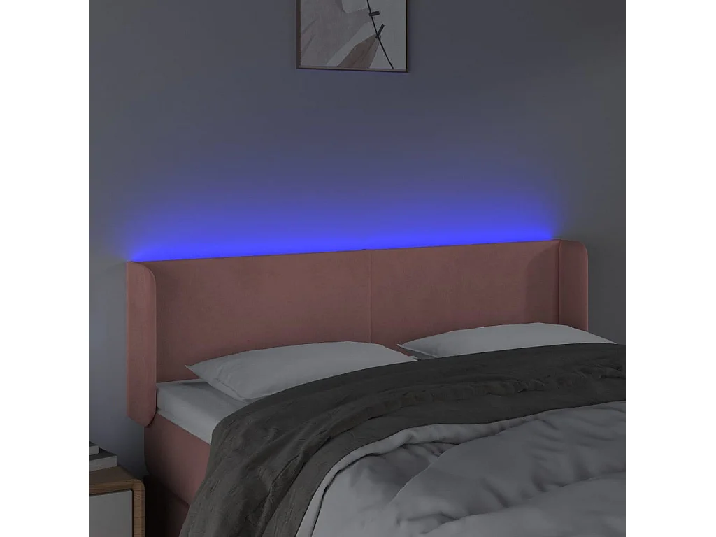 Hoofdbord | Hoofdeinde LED 147x16x78/88 cm fluweel roze