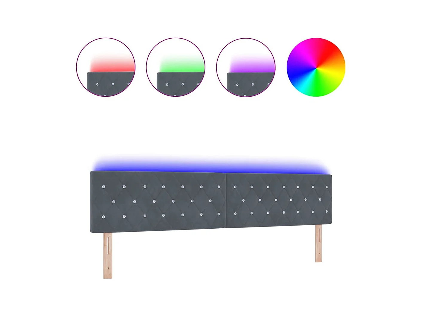 Tête de Lit | Panneau de tête pour lit Moderne LED Argyle Manuel Gris foncé 100 cm Velours