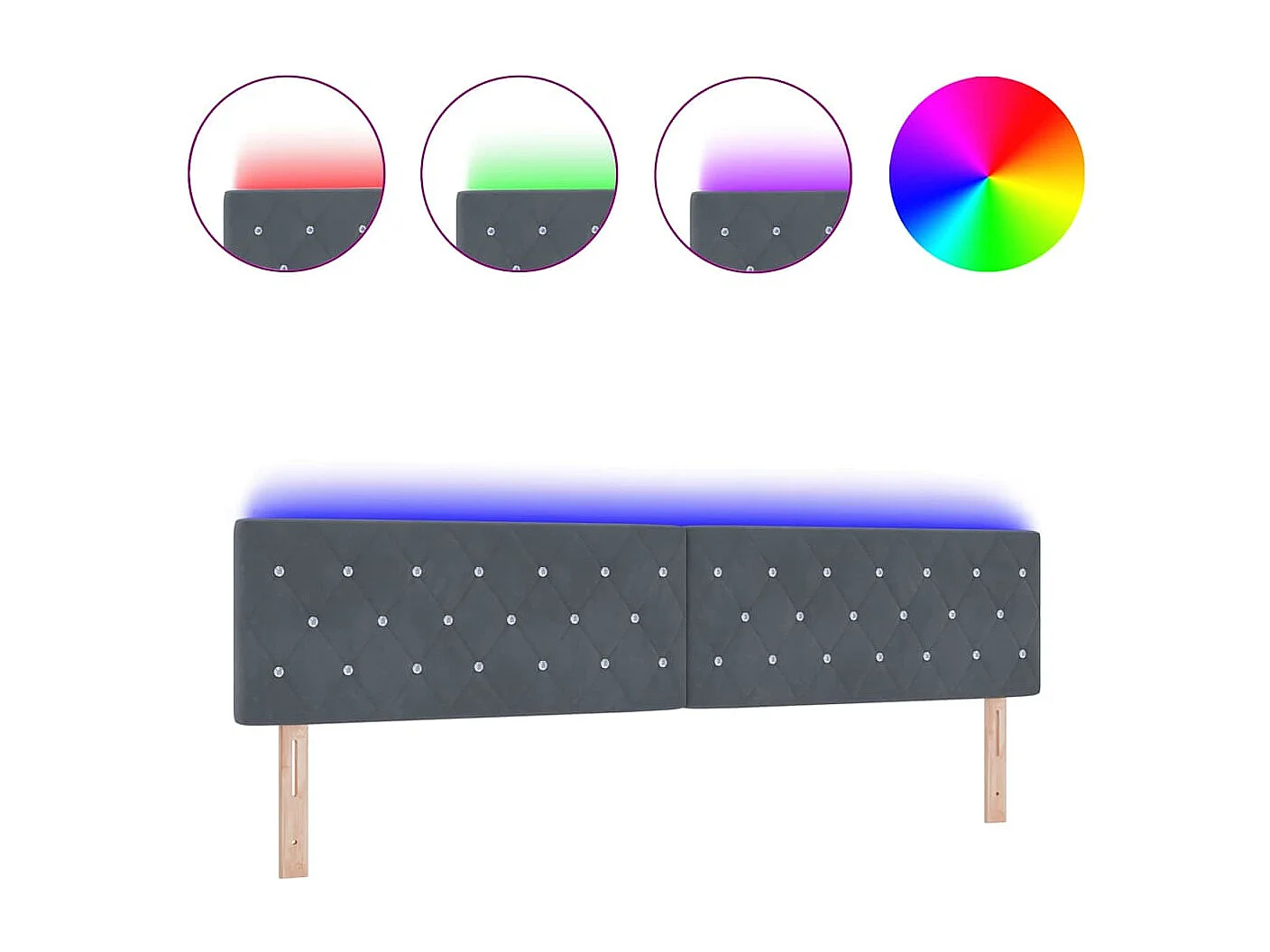 Tête de Lit | Panneau de tête pour lit Moderne LED Argyle Manuel Gris foncé 100 cm Velours