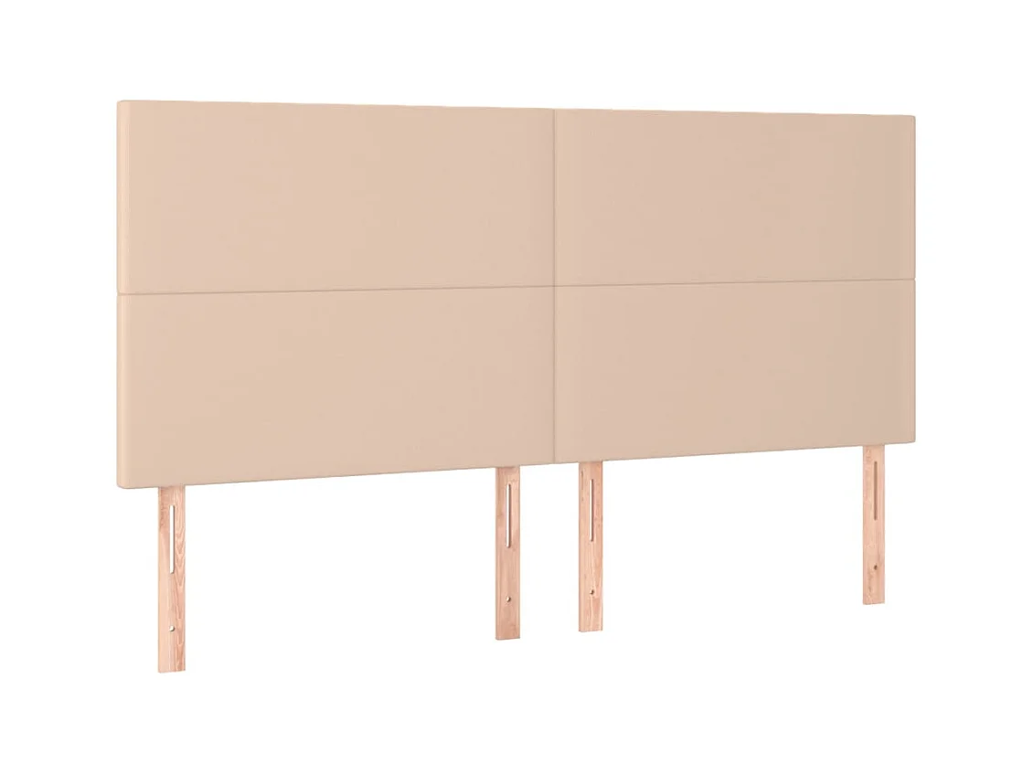 Cabeceros | Cabezal de cama | Mueble de cabecero 4 unidades cuero sintético capuchino 100x5x78/88 cm