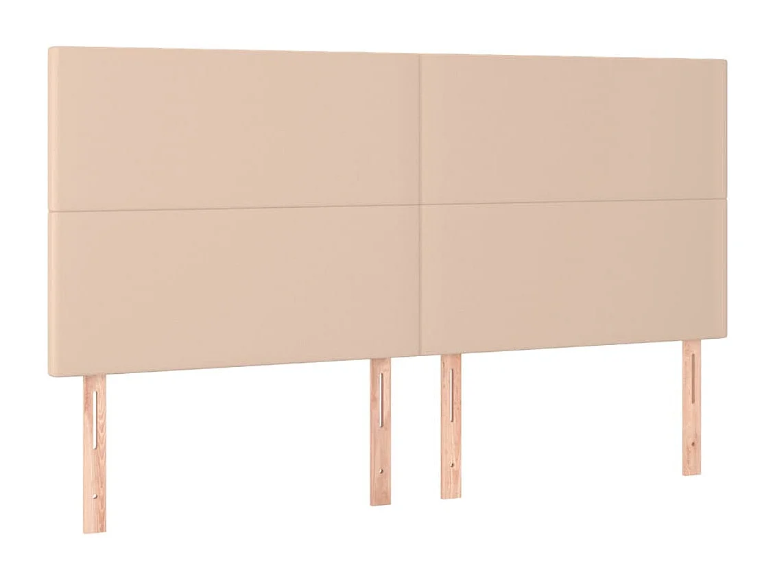 Cabeceros | Cabezal de cama | Mueble de cabecero 4 unidades cuero sintético capuchino 100x5x78/88 cm